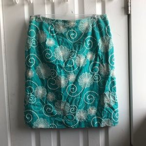 Teal/aqua embroidered skirt